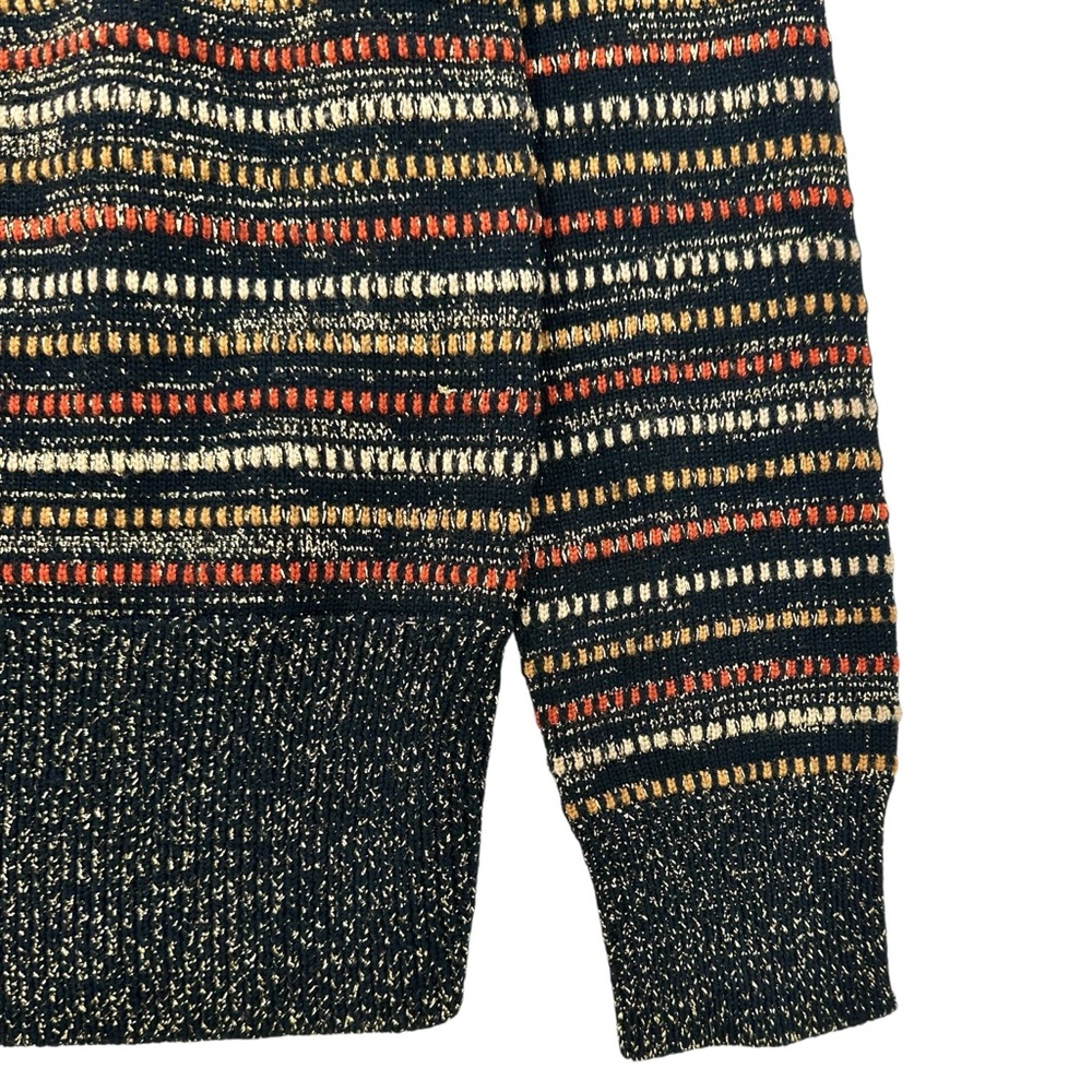 Marc Jacobs Black Gold Brown Metallic Striped Oversized Turtleneck Wool Sweater - Picture 3 of 7